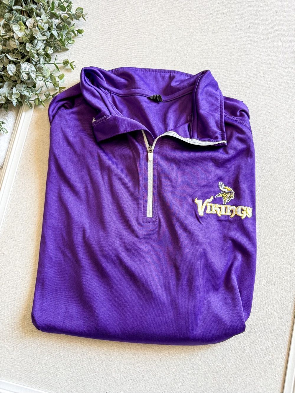 Minnesota Vikings Purple Quarter-Zip Pullover Size XL